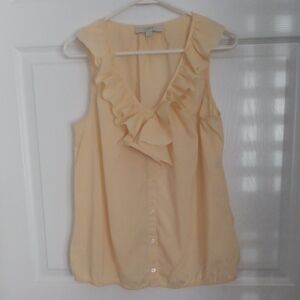Loft Ruffled Light Yellow Sleeveless Top